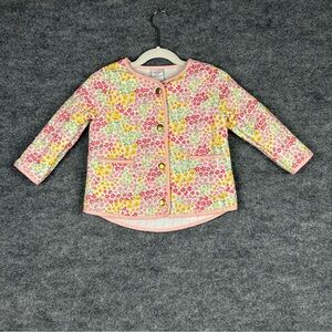 Cupcakes & Cashmere 18M Baby Floral Quilted Jacket Pink Trim Coat